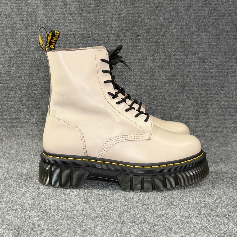 Dr. Martens Audrick Nappa Lux Platform Ankle Boots Womens 10 Vintage Taupe Retro